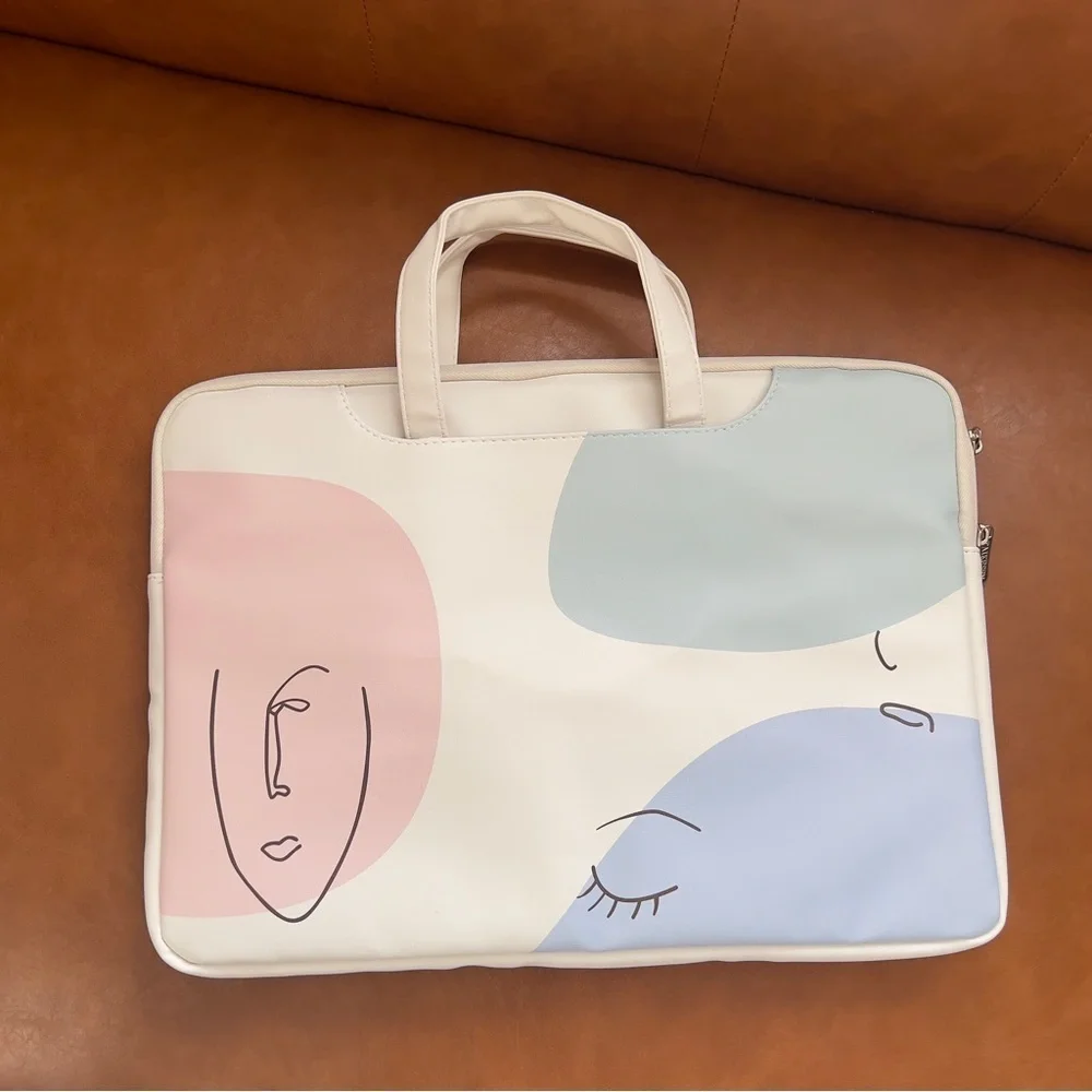 Laptop Carrying Bag Women 11-15.6 inch Laptop Sleeve Creme Multicolor NWOT